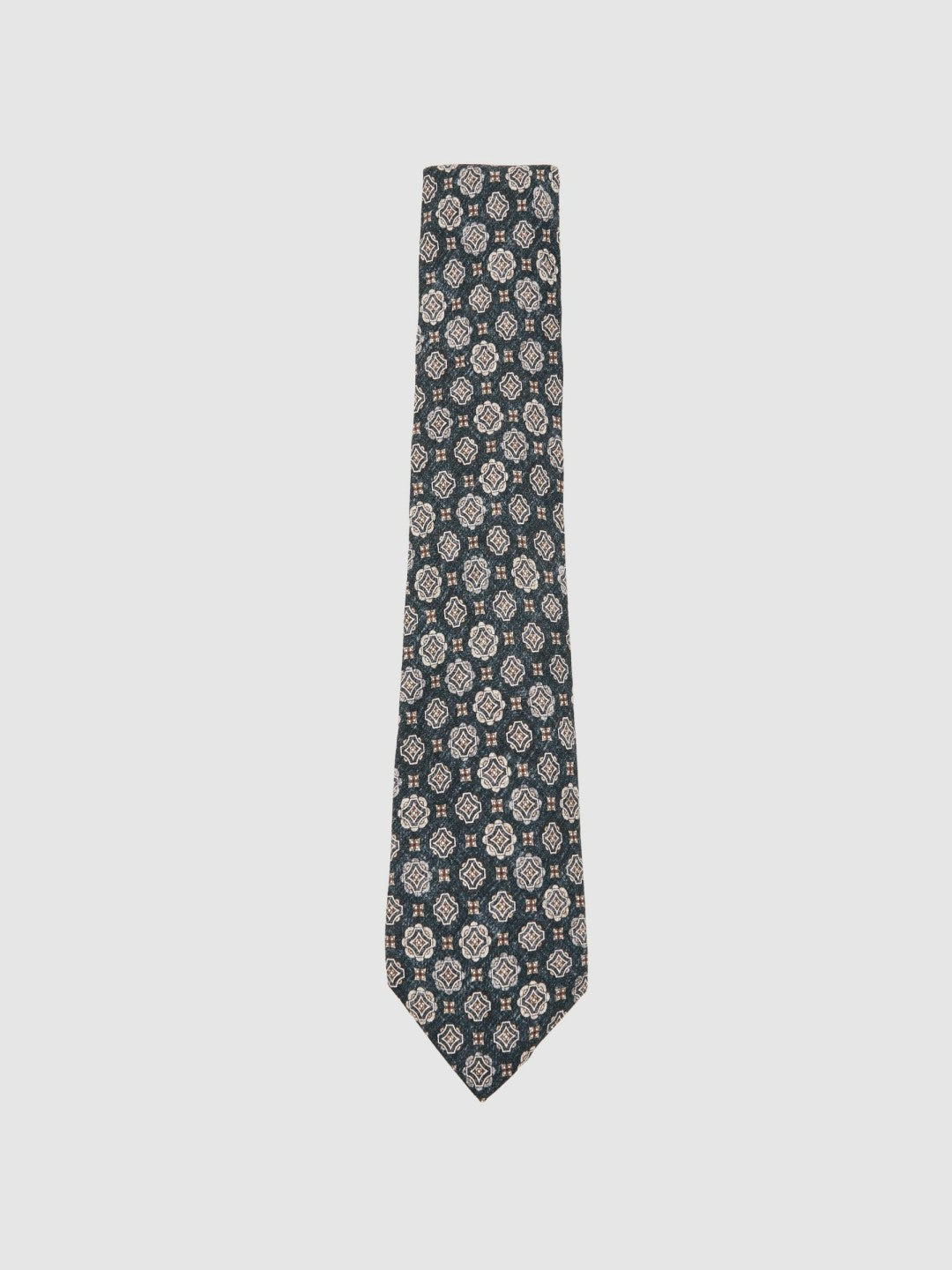 Silk Medallion Print Tie in Indigo Melange | Reiss US
