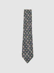 Silk Medallion Print Tie in Indigo Melange | Reiss US