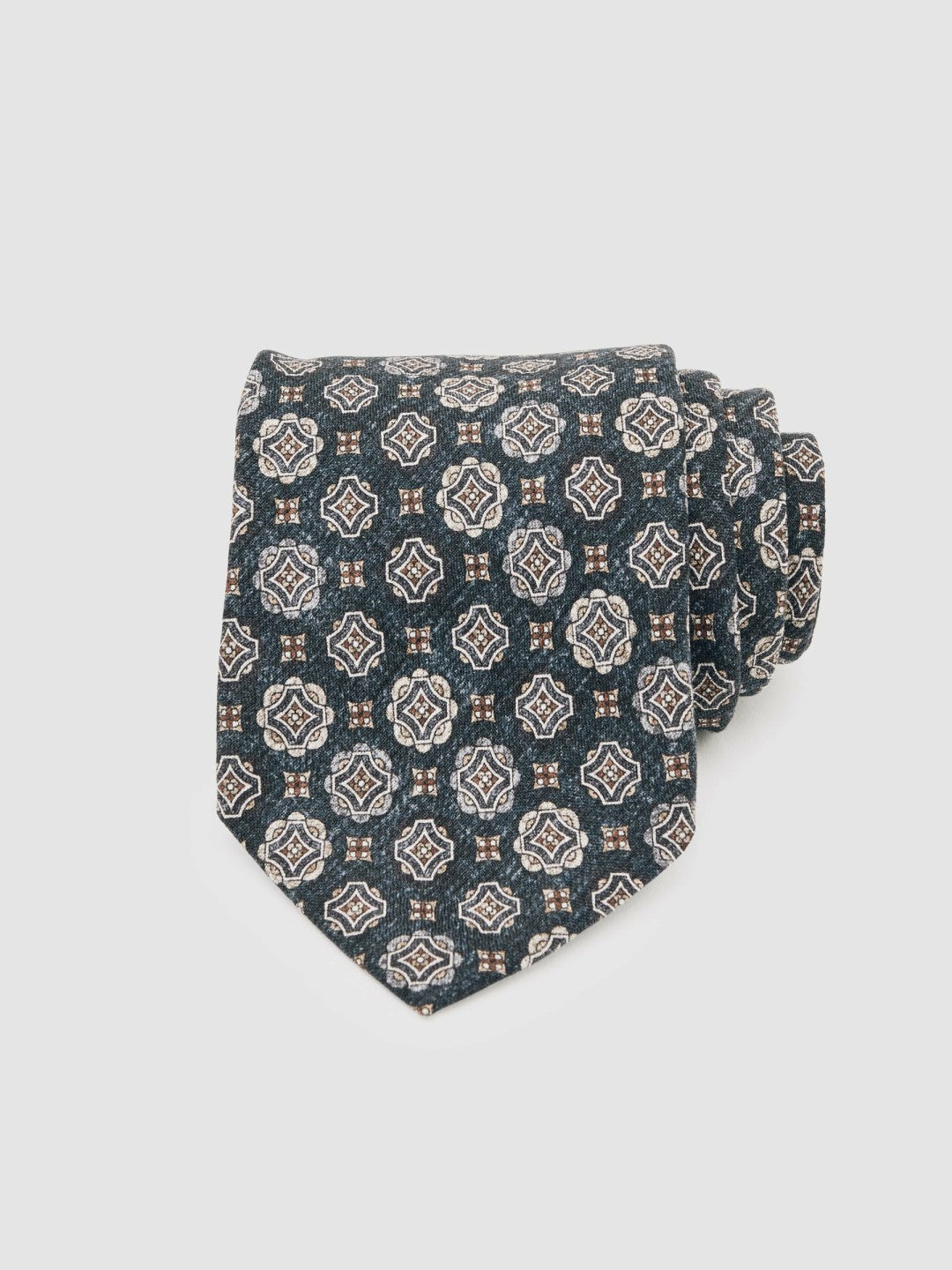 Silk Medallion Print Tie in Indigo Melange | Reiss US