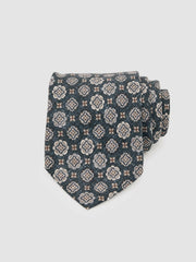 Silk Medallion Print Tie in Indigo Melange | Reiss US