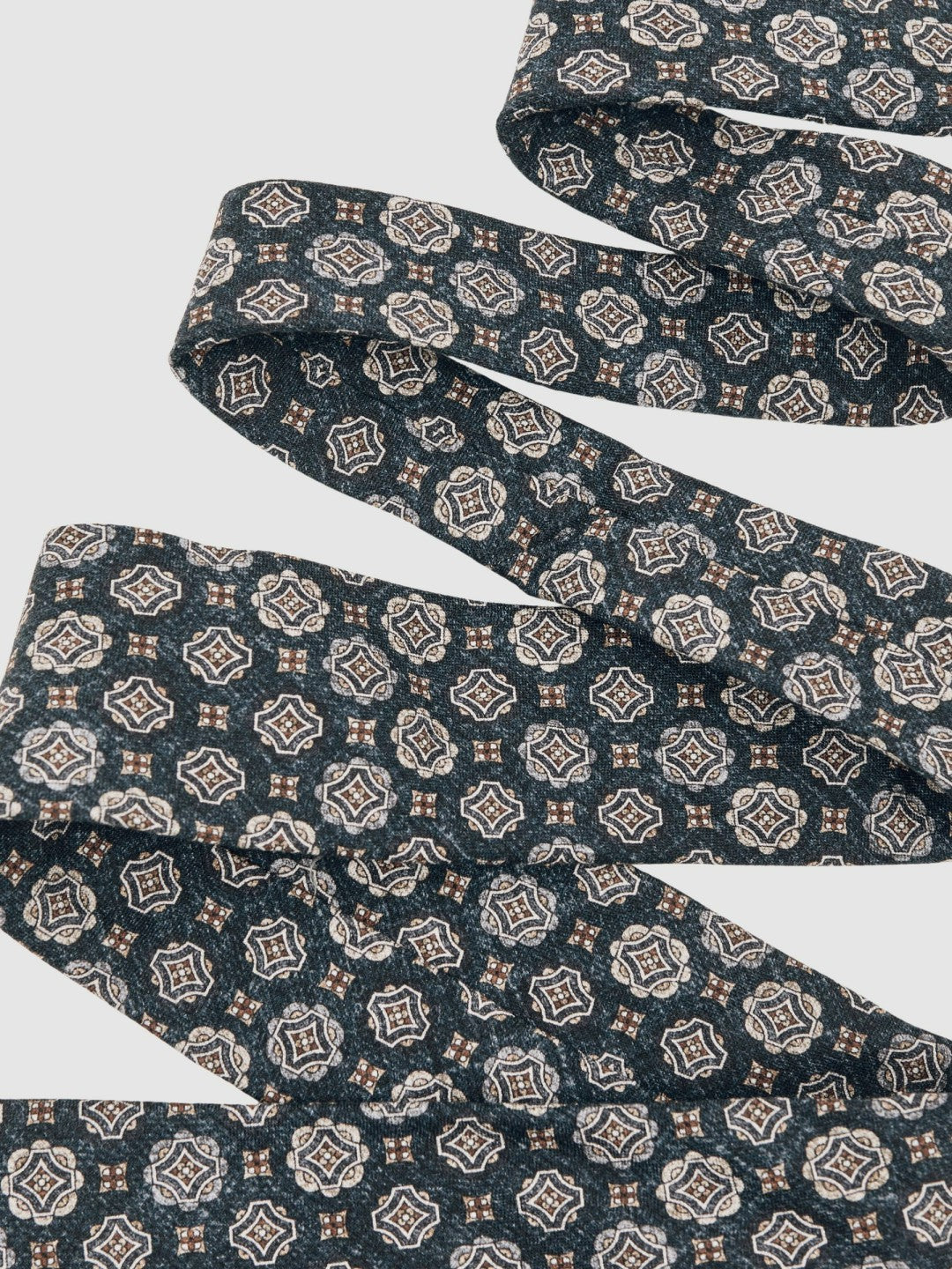 Silk Medallion Print Tie in Indigo Melange | Reiss US