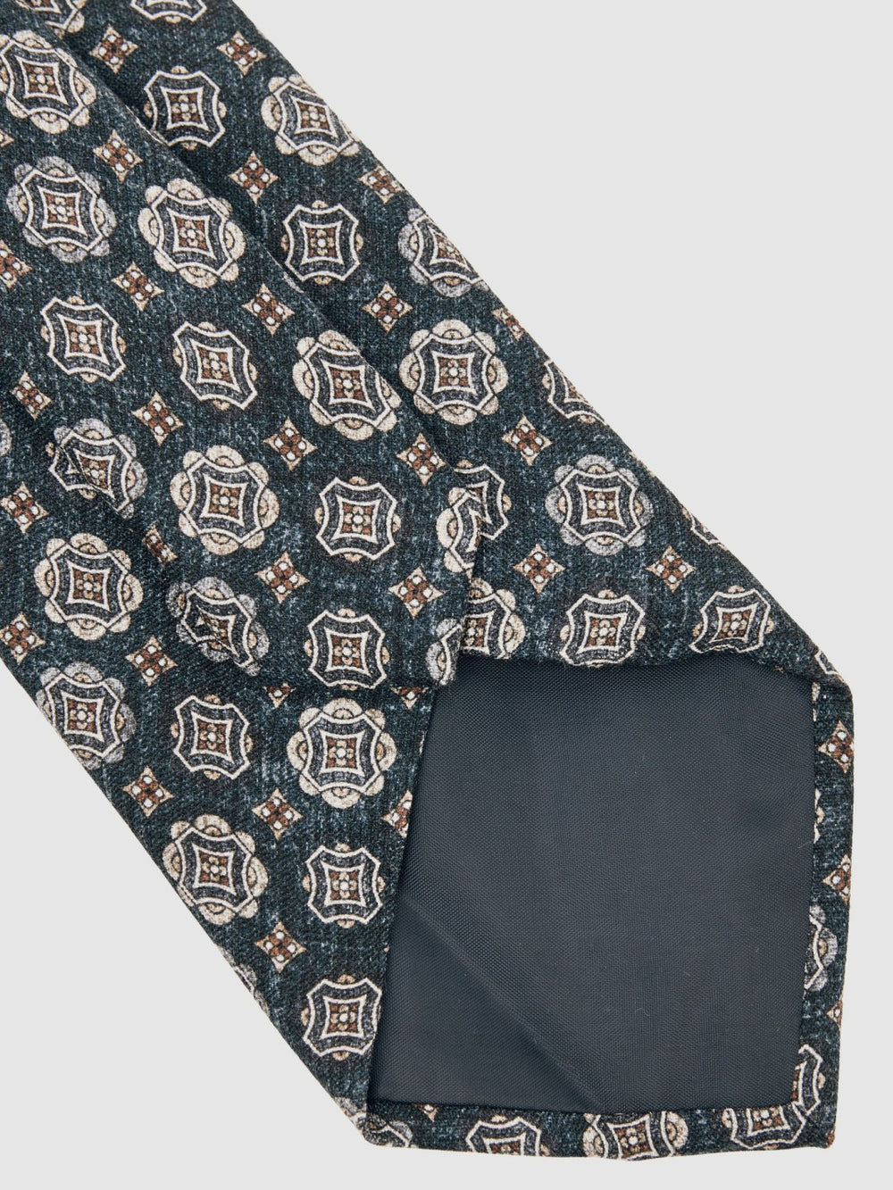 Silk Medallion Print Tie in Indigo Melange | Reiss US