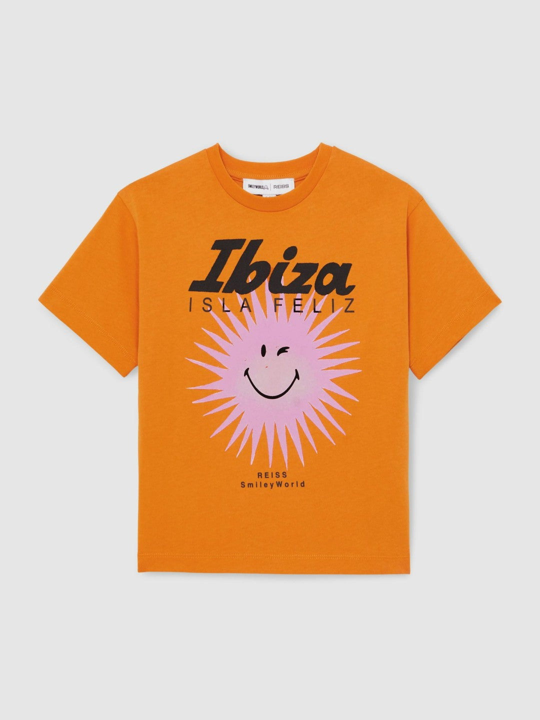 9-13 yrs SmileyWorld Sun Motif T-Shirt in Orange | Reiss USA