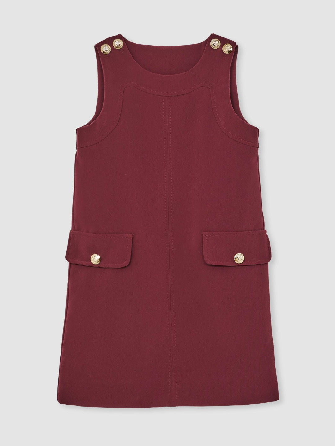 3-9 yrs Button-Detail Sleeveless Shift Dress in Berry | Reiss Sale