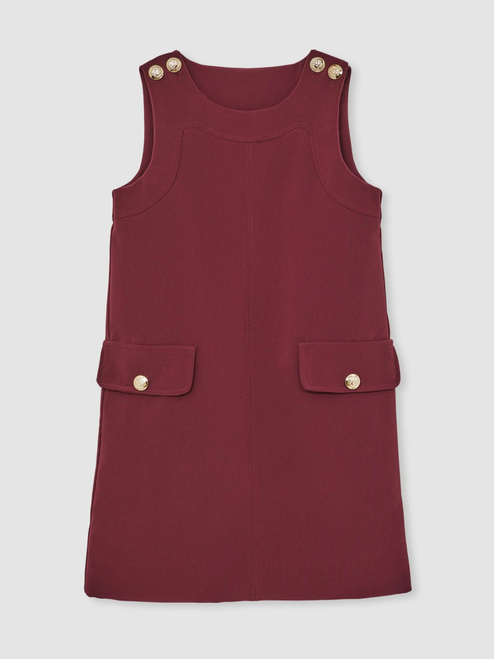 3-9 yrs Button-Detail Sleeveless Shift Dress in Berry | Reiss Sale