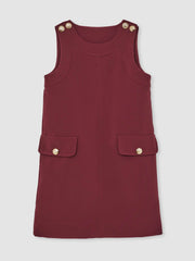 3-9 yrs Button-Detail Sleeveless Shift Dress in Berry | Reiss Sale