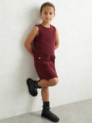 3-9 yrs Button-Detail Sleeveless Shift Dress in Berry | Reiss Sale