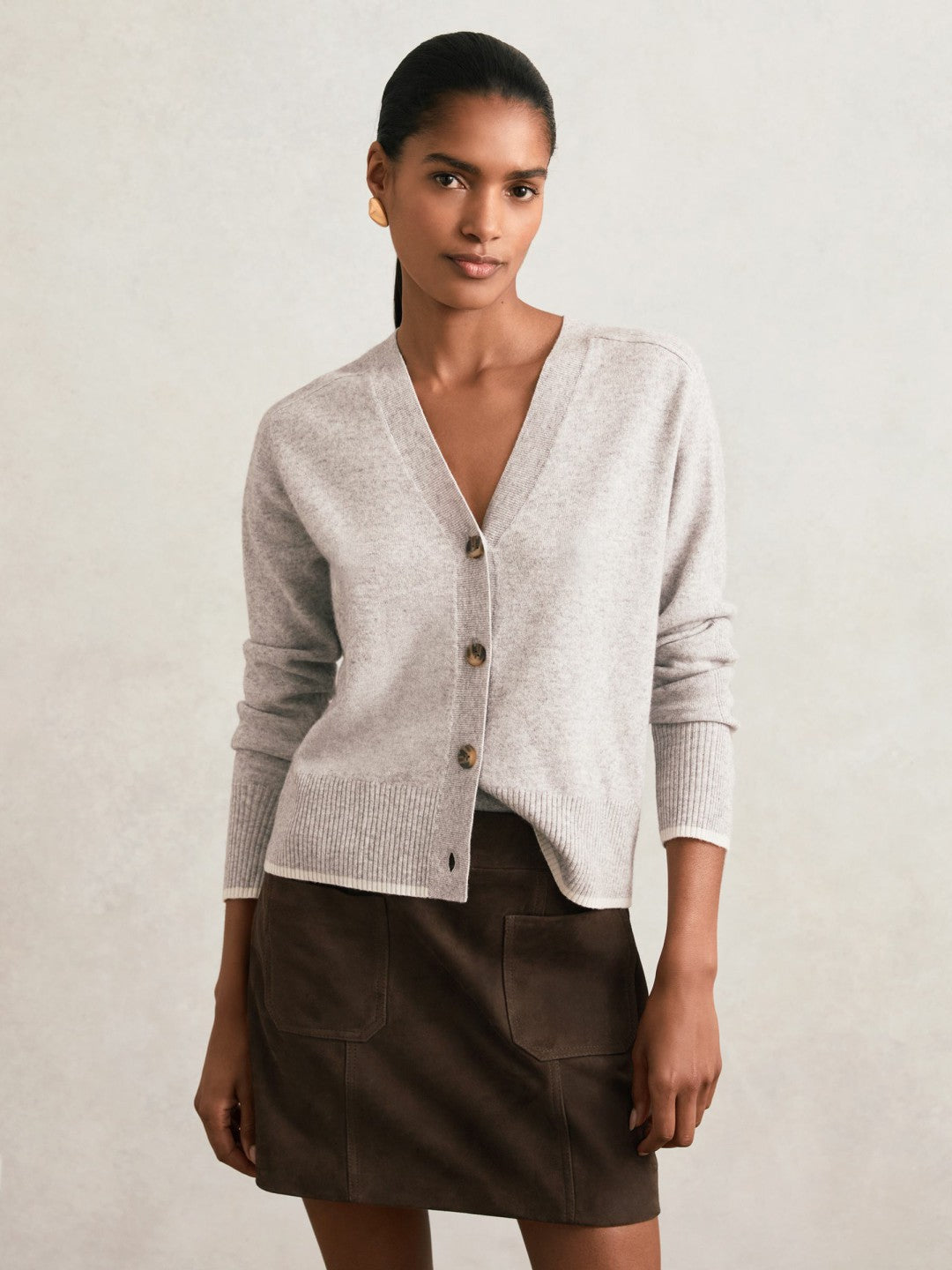 Mini Suede Patch Pocket Skirt in Chocolate Brown | Reiss