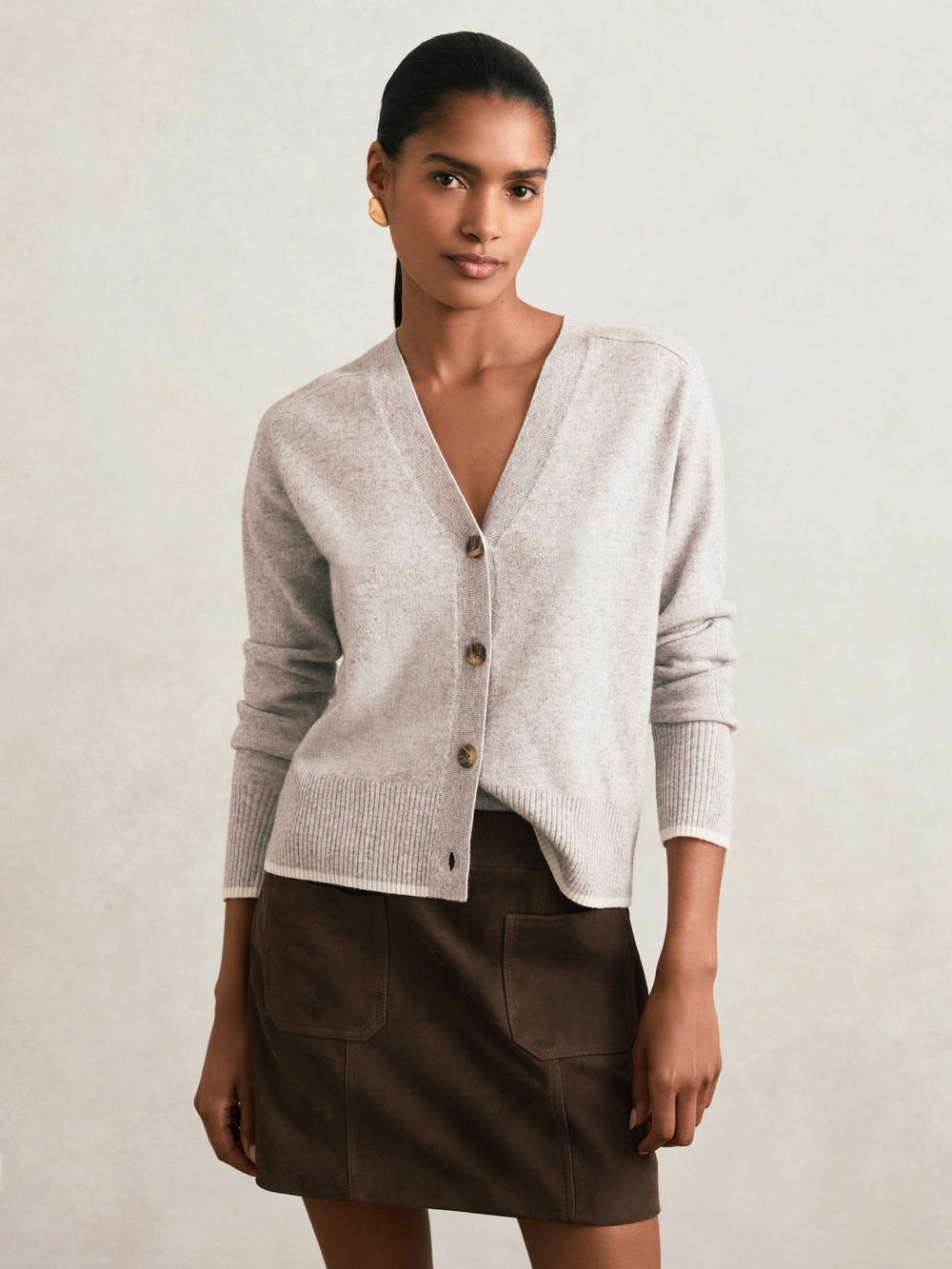 Mini Suede Patch Pocket Skirt in Chocolate Brown | Reiss