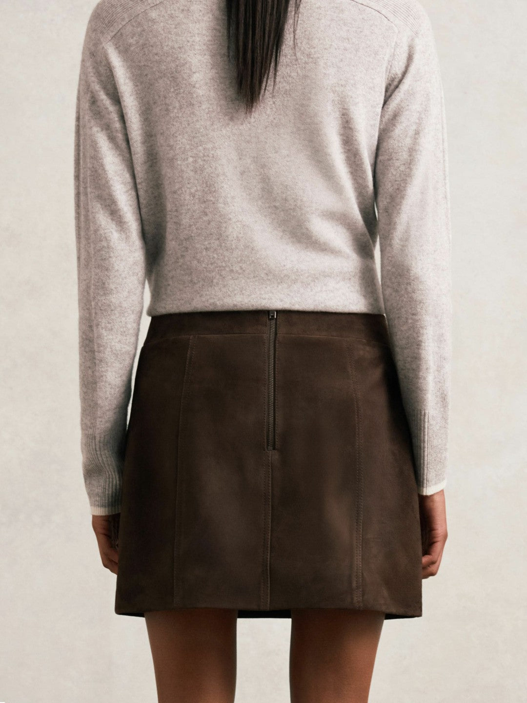 Mini Suede Patch Pocket Skirt in Chocolate Brown | Reiss