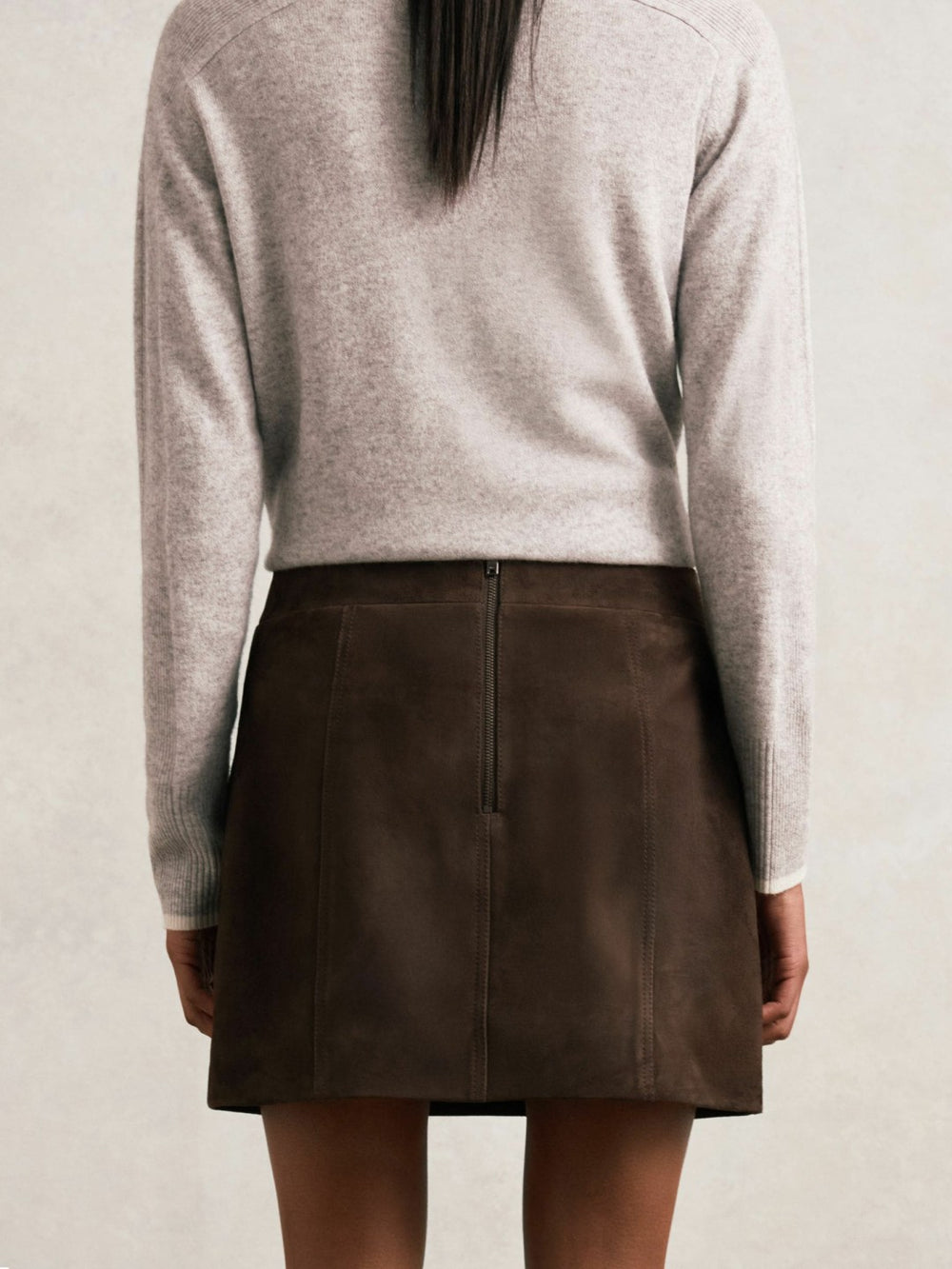 Mini Suede Patch Pocket Skirt in Chocolate Brown | Reiss