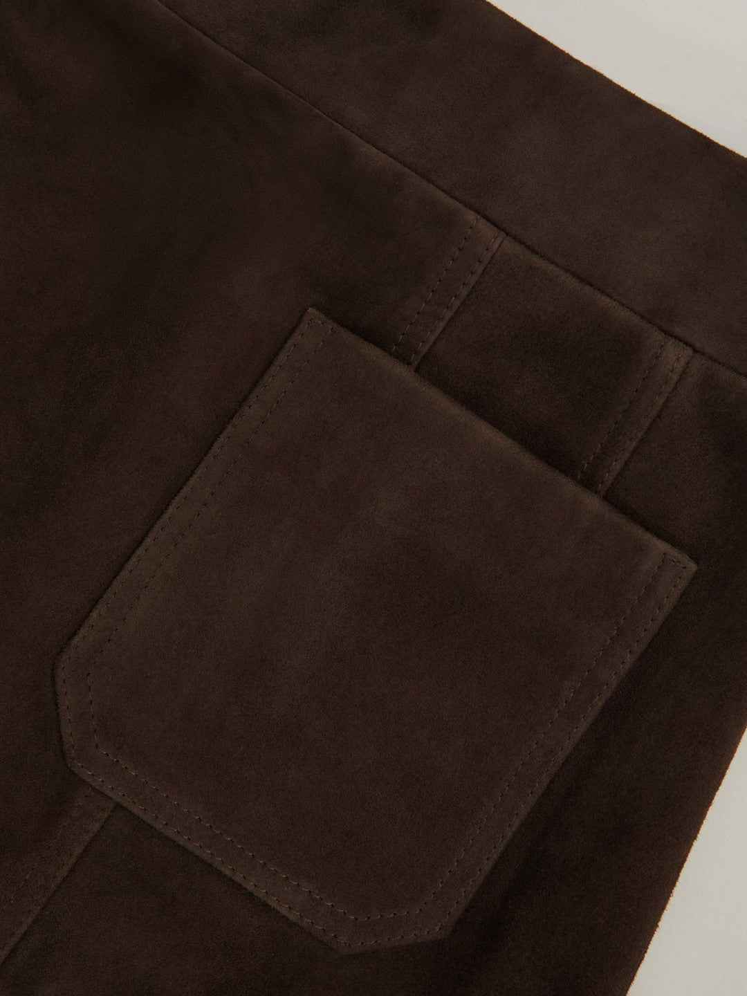 Mini Suede Patch Pocket Skirt in Chocolate Brown | Reiss