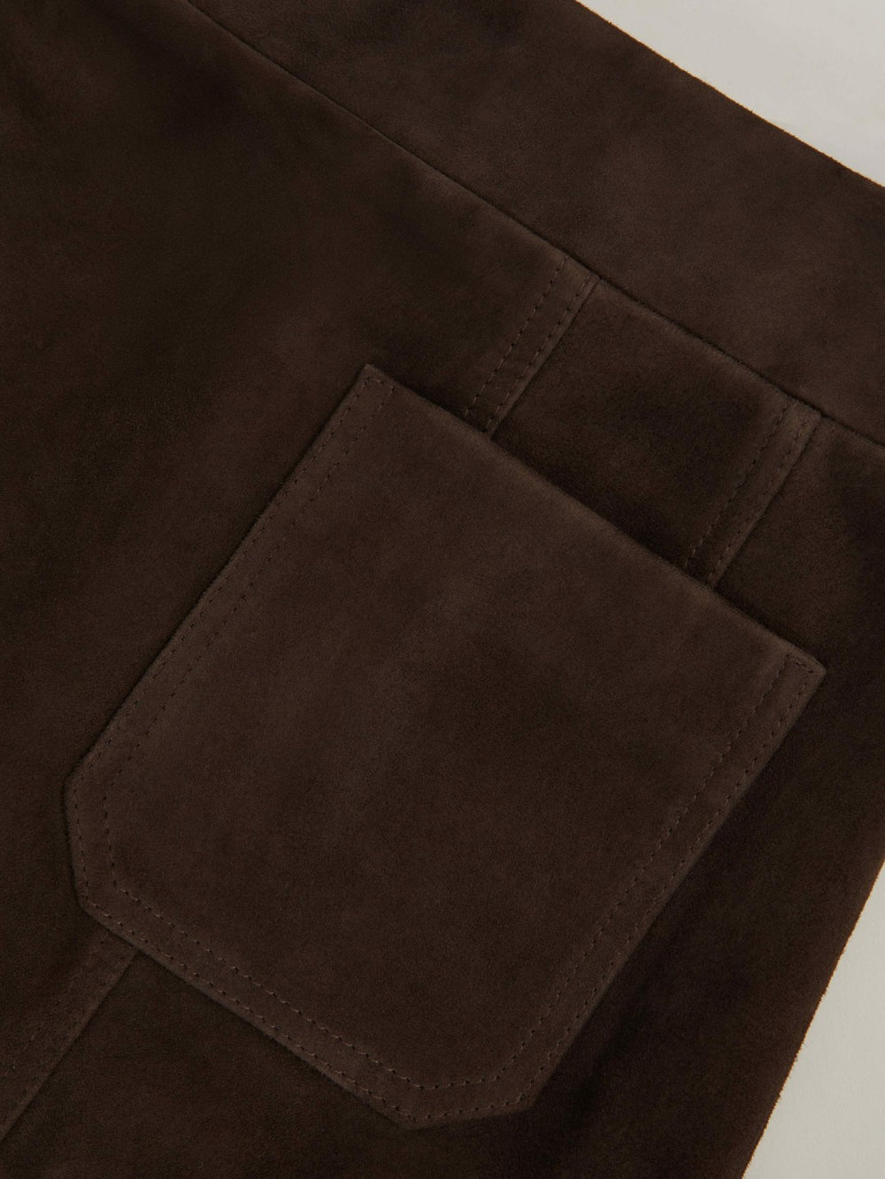 Mini Suede Patch Pocket Skirt in Chocolate Brown | Reiss