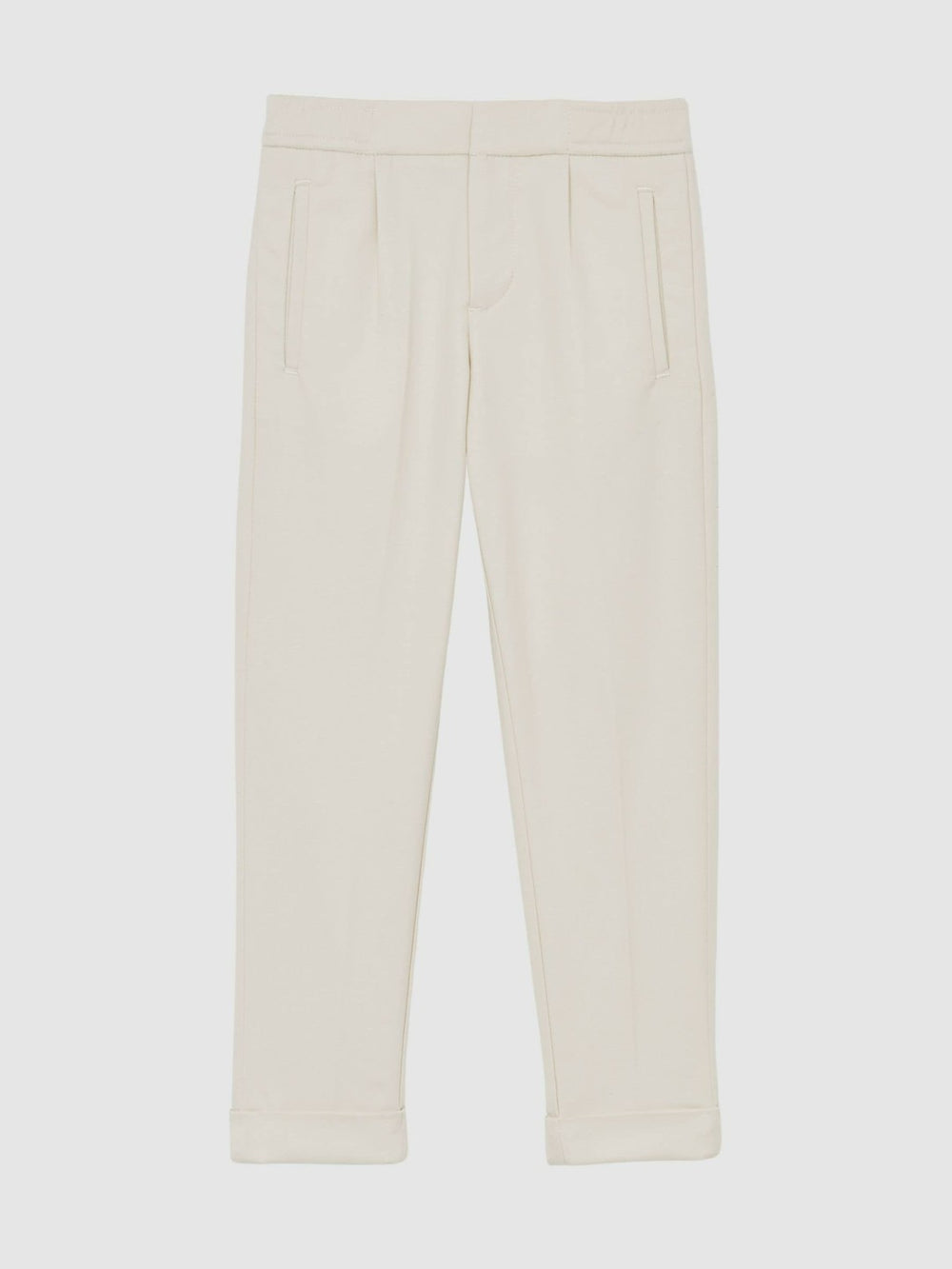 3-9 yrs Relaxed-Fit Pleated Tapered Trousers in Off White | Reiss Onsale