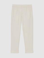 3-9 yrs Relaxed-Fit Pleated Tapered Trousers in Off White | Reiss Onsale