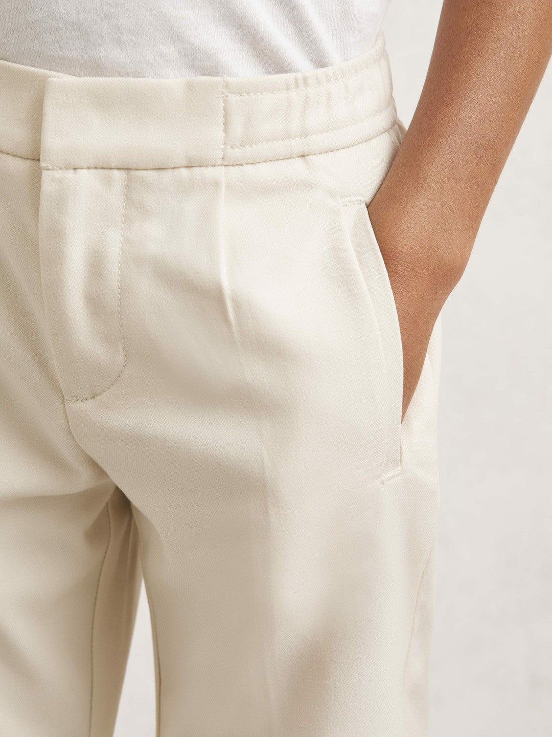 3-9 yrs Relaxed-Fit Pleated Tapered Trousers in Off White | Reiss Onsale