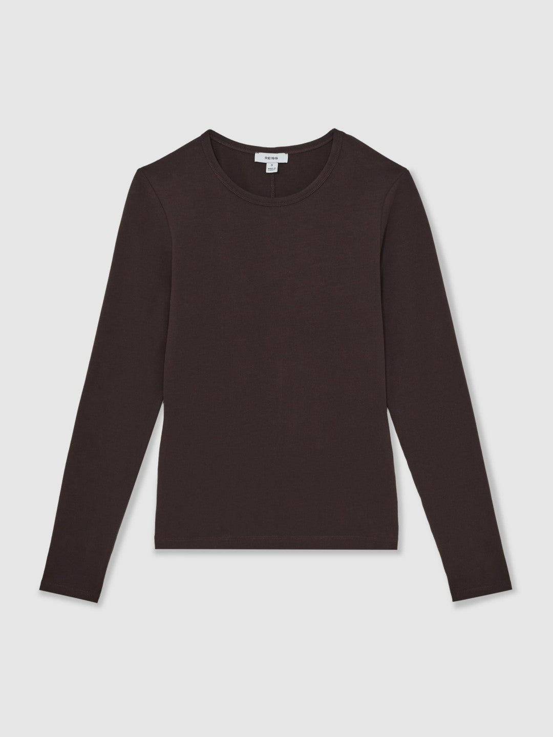 Cotton Crew-Neck Long-Sleeve T-Shirt With Stretch in Plum Purple | Reiss For Sale