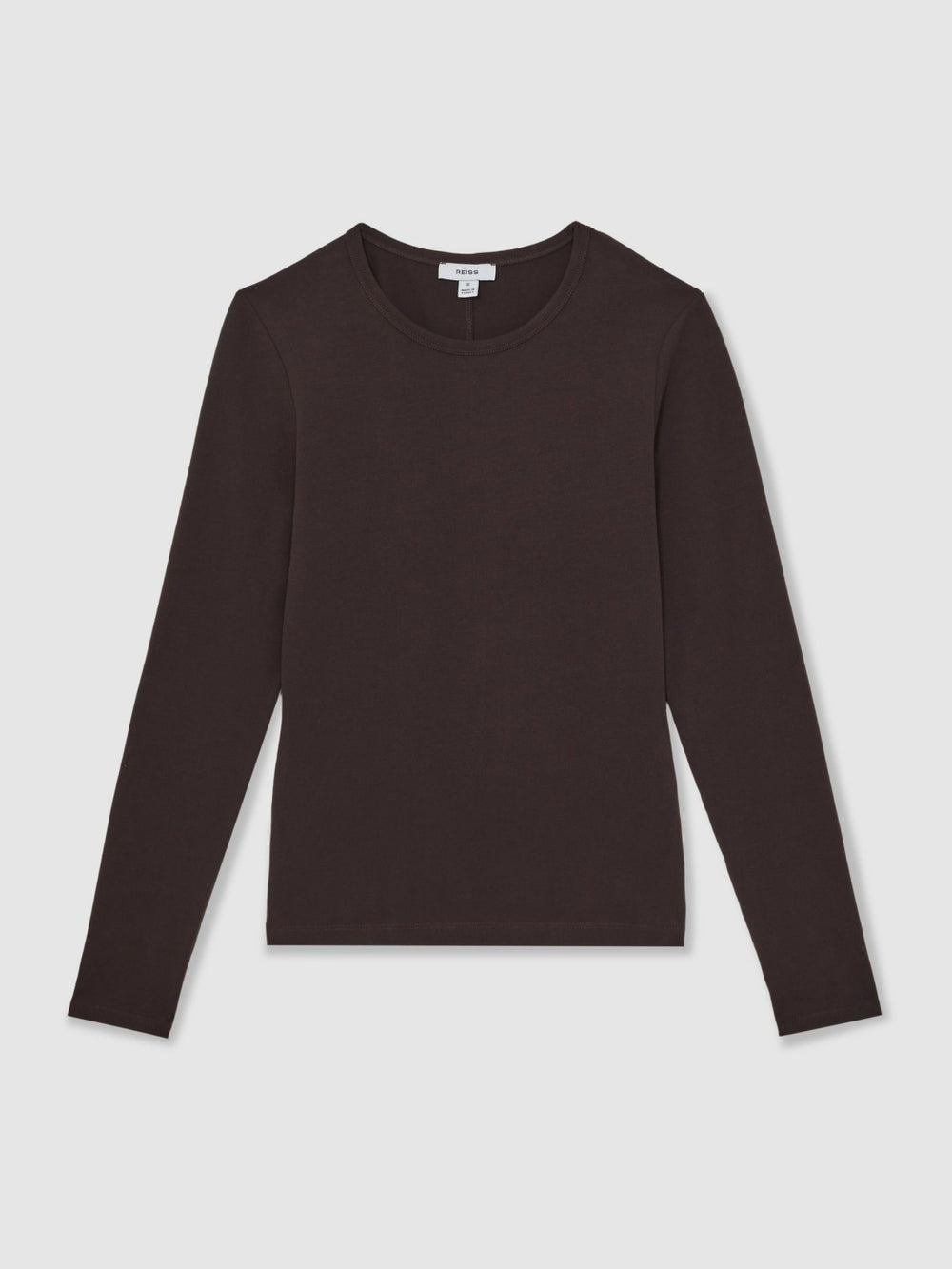 Cotton Crew-Neck Long-Sleeve T-Shirt With Stretch in Plum Purple | Reiss For Sale