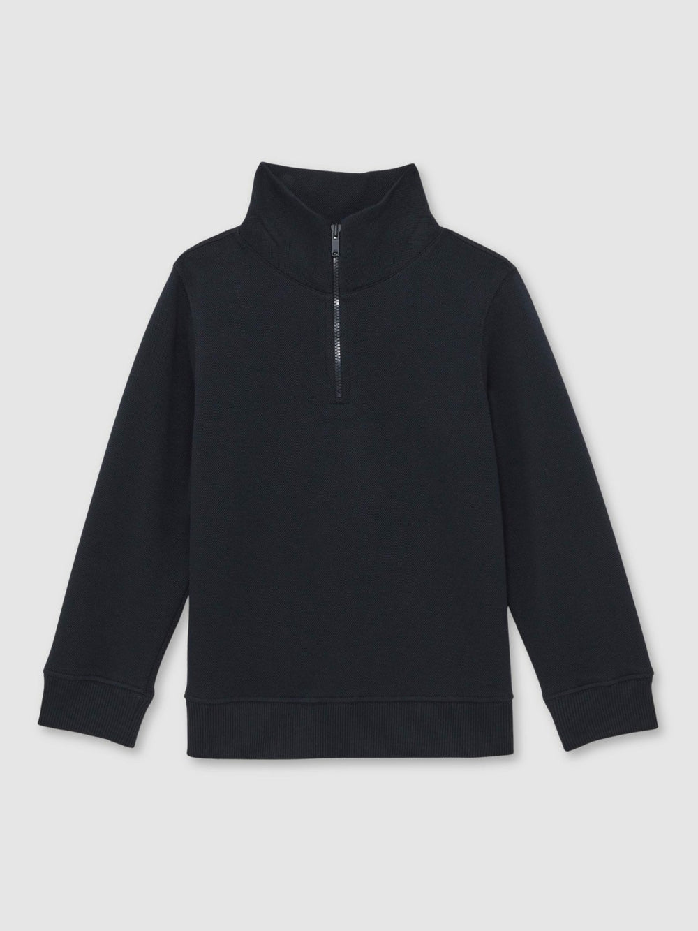 3-9 yrs Textured Half-Zip Sweatshirt with Cotton in Navy | Reiss
