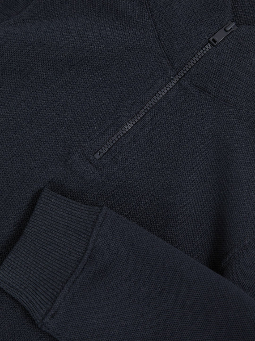 3-9 yrs Textured Half-Zip Sweatshirt with Cotton in Navy | Reiss