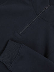 3-9 yrs Textured Half-Zip Sweatshirt with Cotton in Navy | Reiss