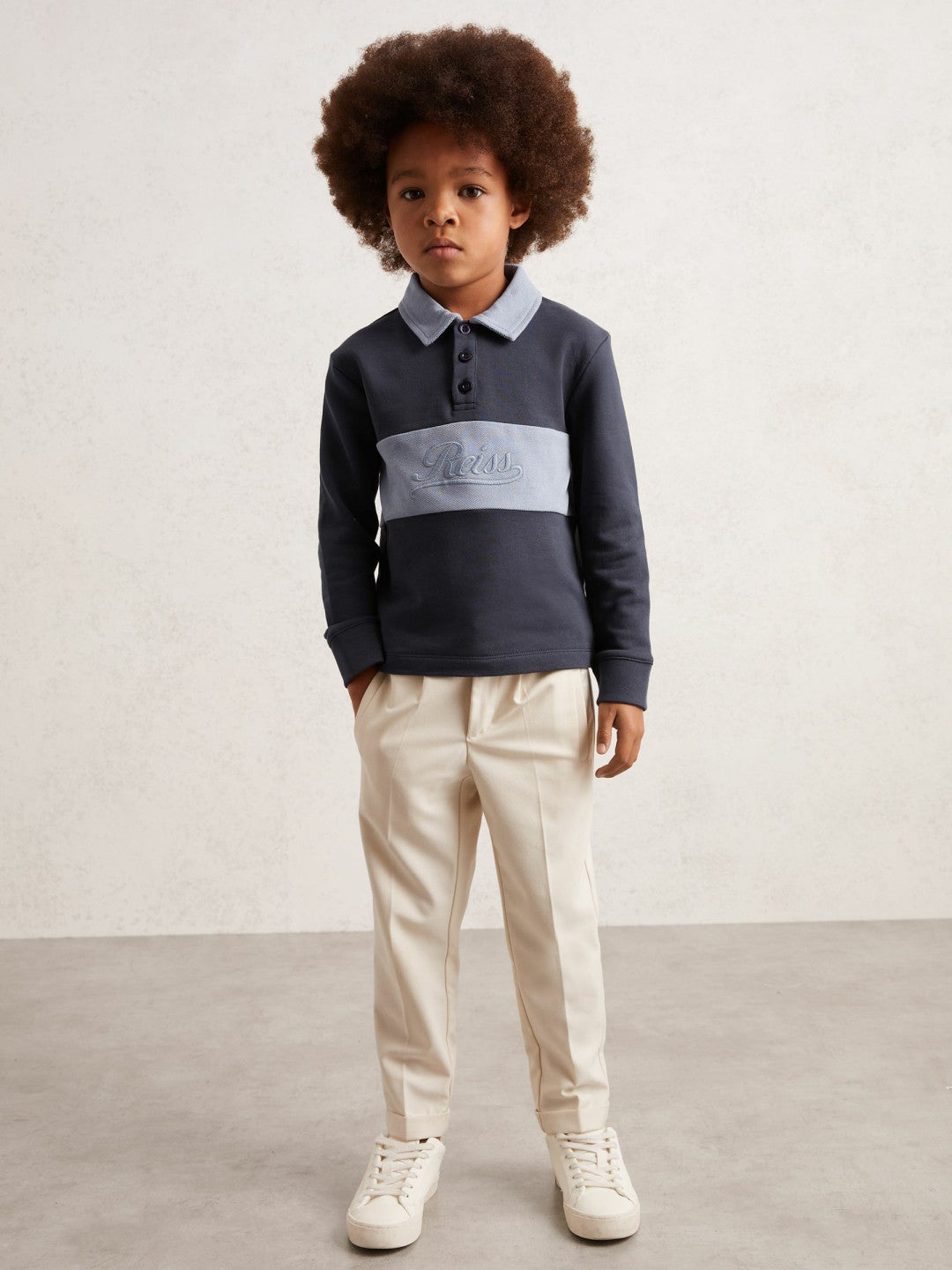 3-9 yrs Cotton Logo-Embroidery Rugby Polo Shirt in Airforce Blue/Navy Blue | Reiss Near Me