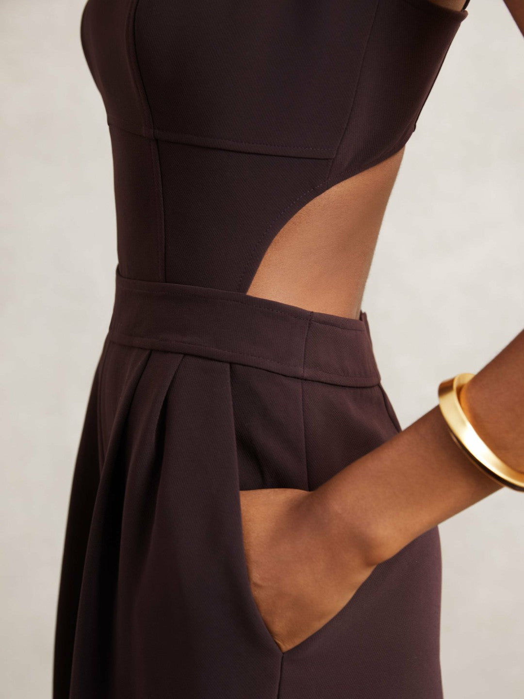 Petite Wide-Leg Cut-Out Jumpsuit in Burgundy | Reiss Near Me