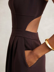 Petite Wide-Leg Cut-Out Jumpsuit in Burgundy | Reiss Near Me