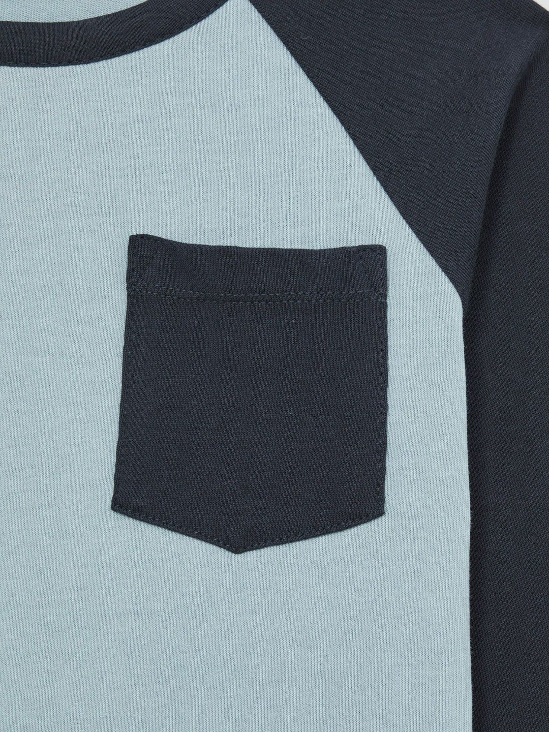 3-9 yrs Cotton Colour-Block Long-Sleeve T-Shirt in Navy Blue | Reiss USA