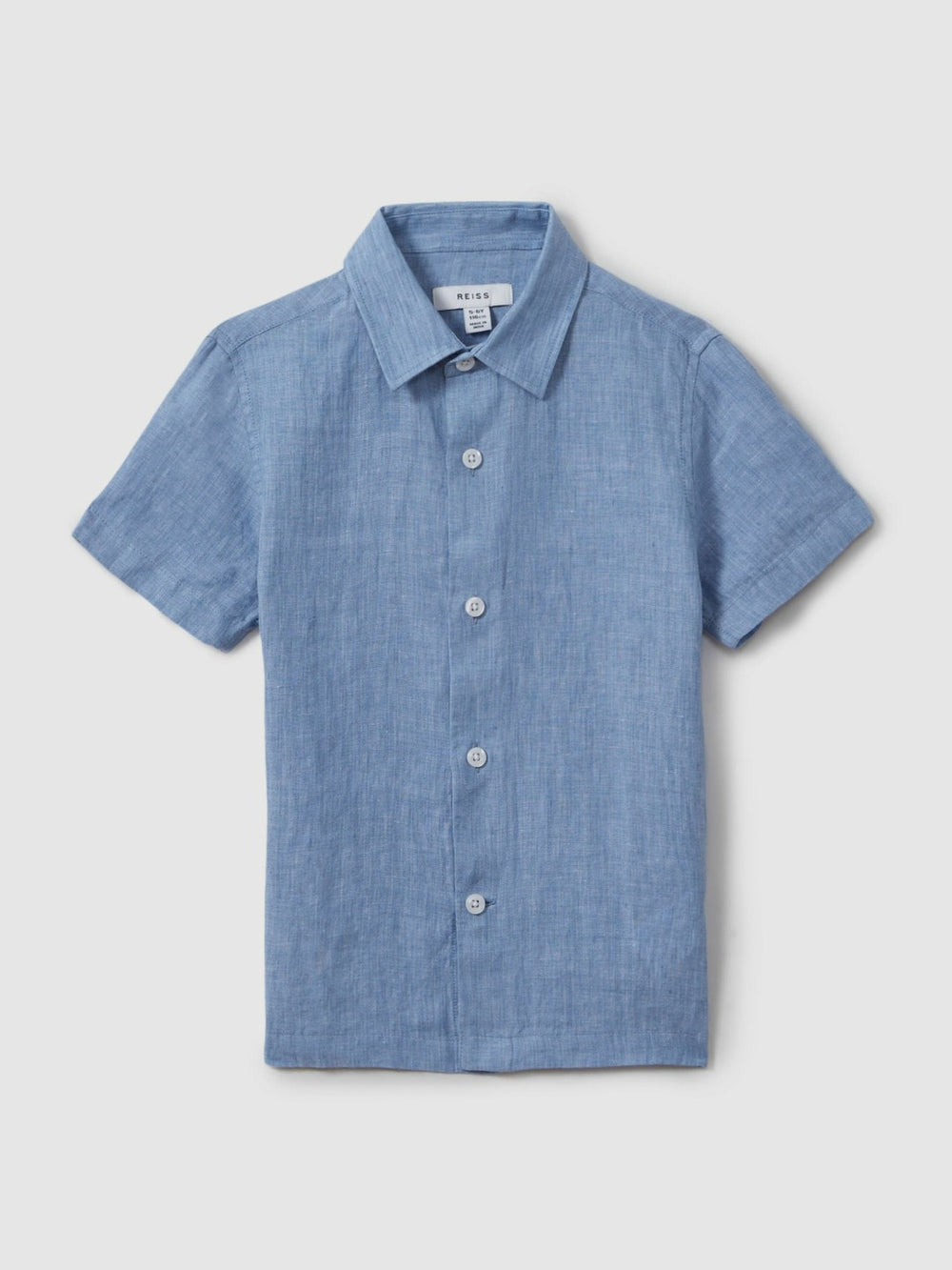 3-9 yrs Short Sleeve Linen Shirt in Sky Blue | Reiss Near Me