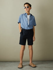 3-9 yrs Short Sleeve Linen Shirt in Sky Blue | Reiss Near Me