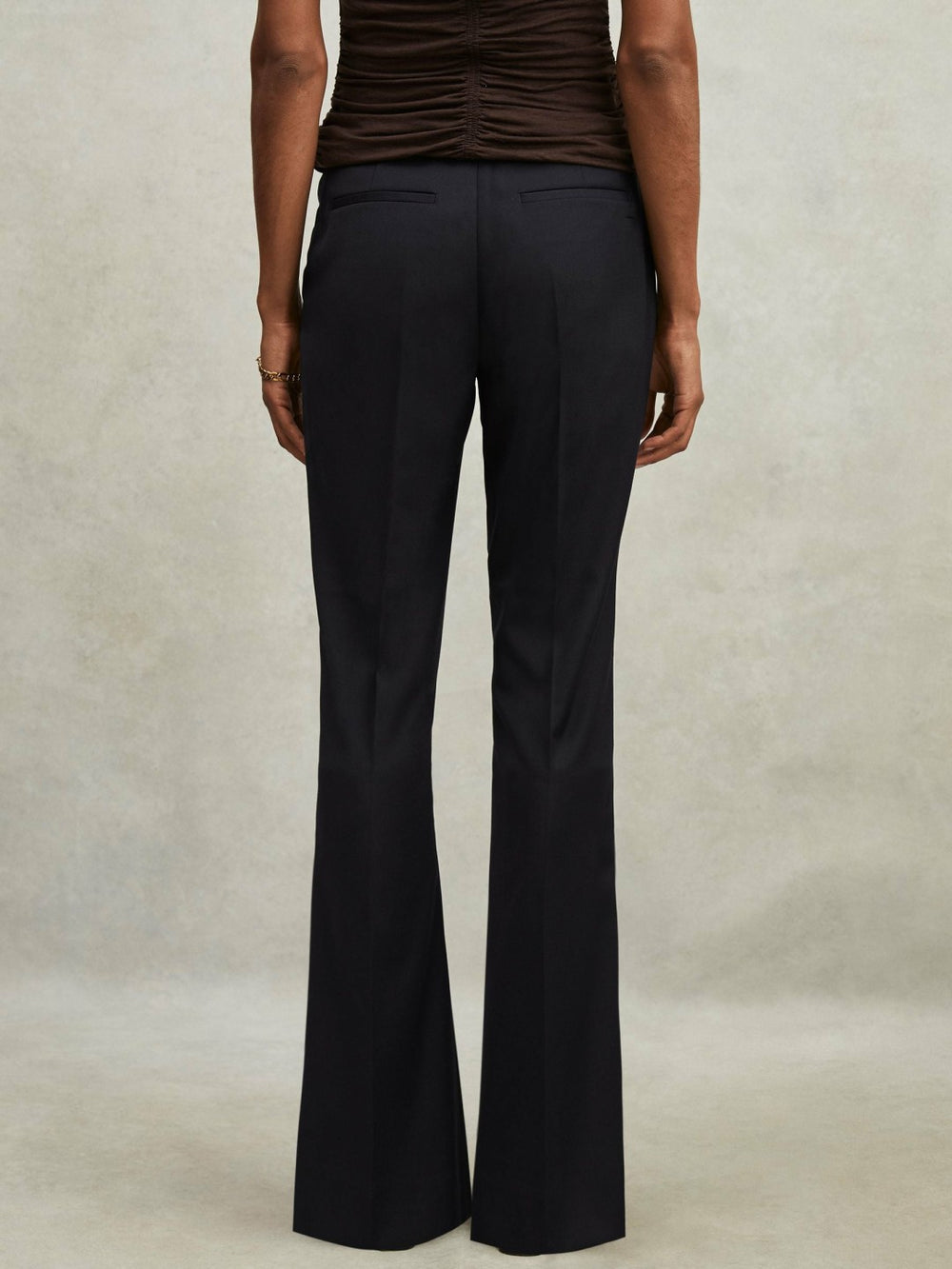 Petite Wool-Blend Tailored Flared Suit Trousers in Navy | Reiss Discount