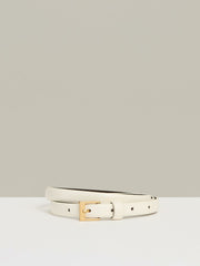 Thin Leather Belt in Off White | Reiss US