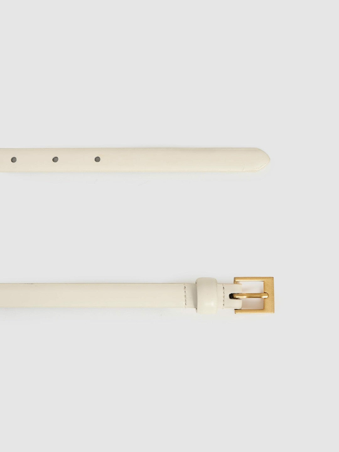 Thin Leather Belt in Off White | Reiss US