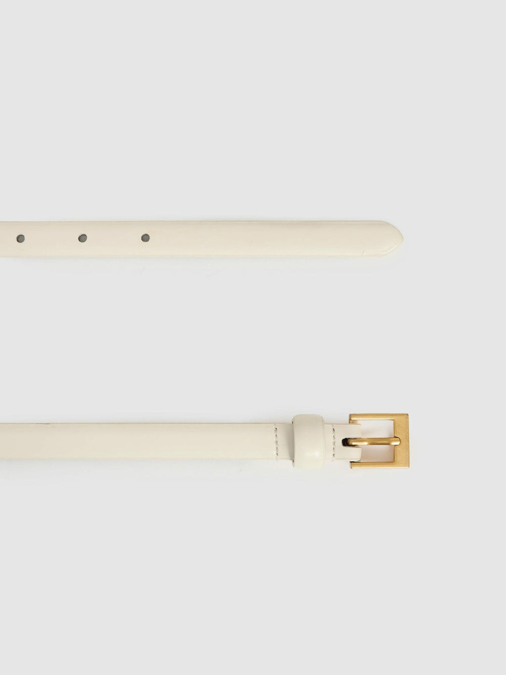 Thin Leather Belt in Off White | Reiss US
