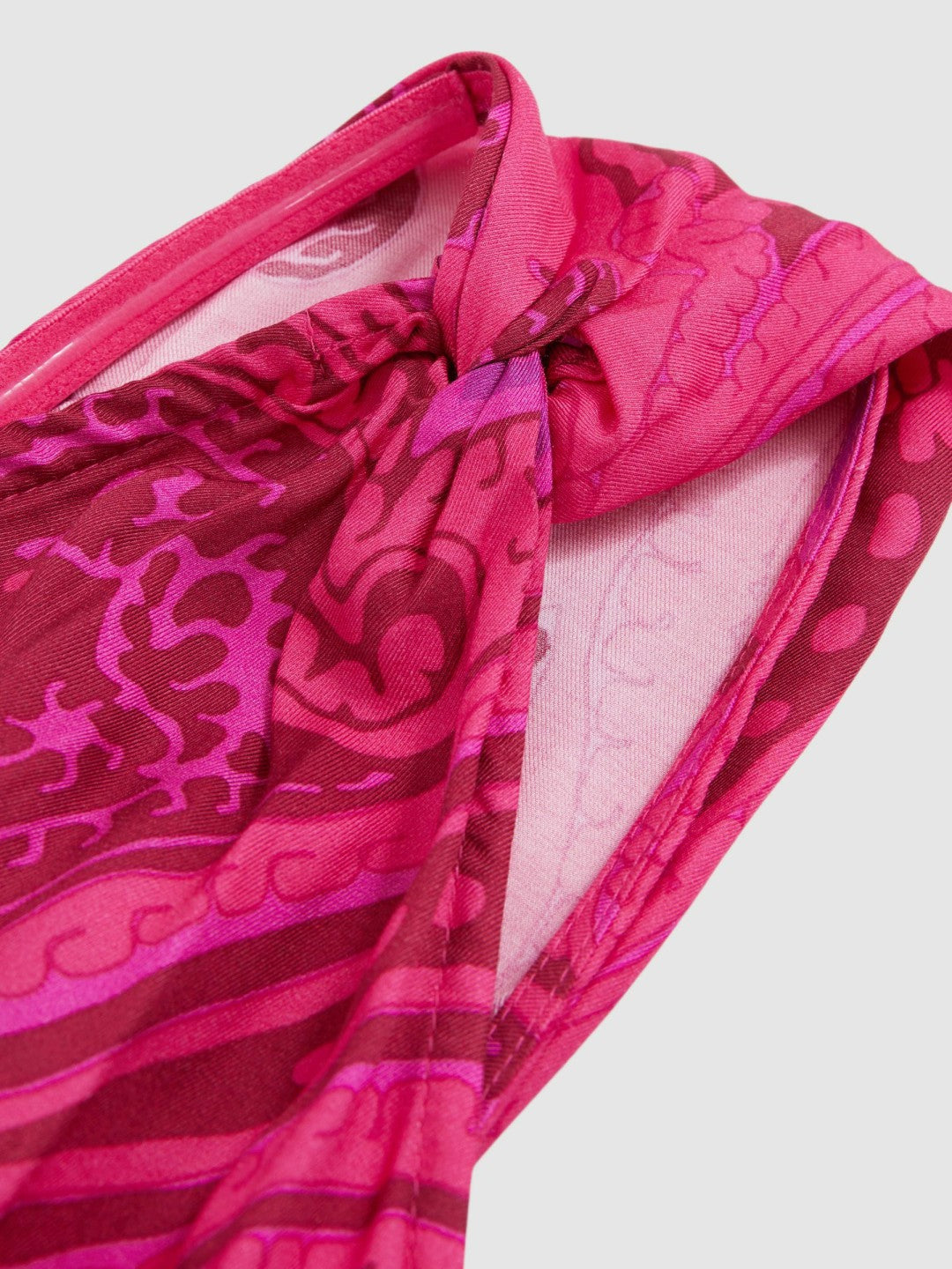 Paisley-Print One-Shoulder Midi Dress in Pink | Reiss USA