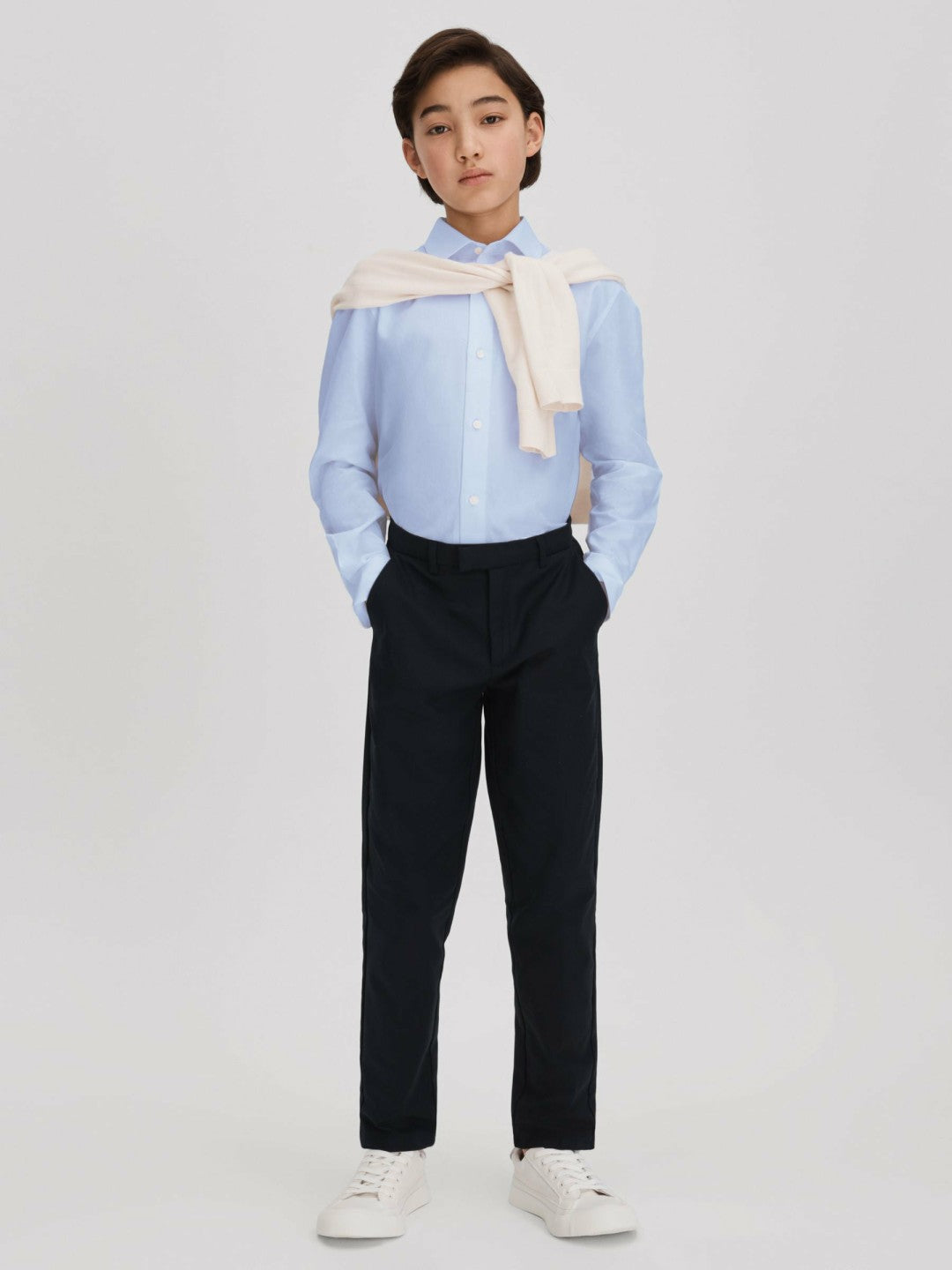 3-9 yrs Slim Fit Cotton Shirt in Soft Blue | Reiss For Sale