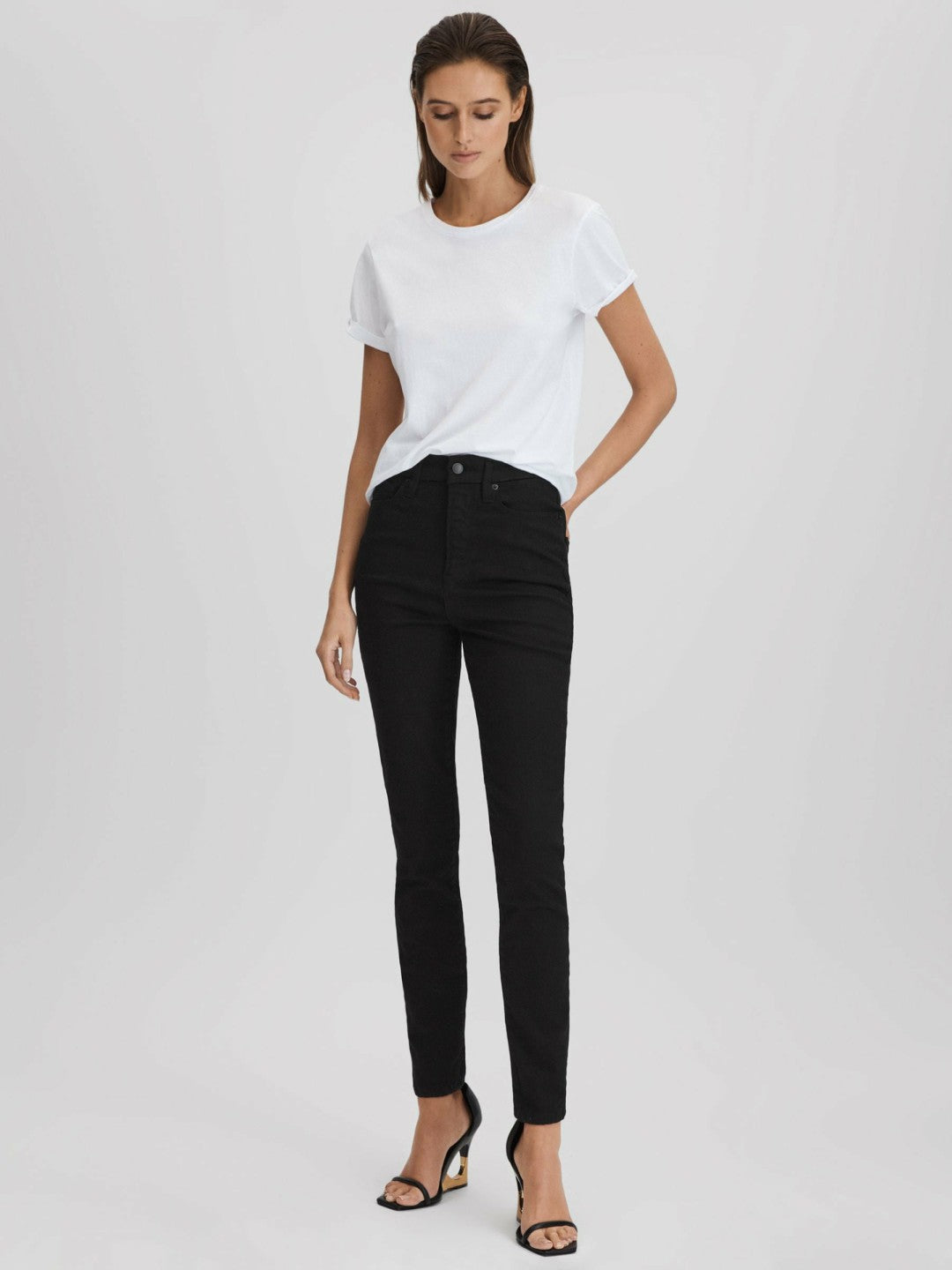Good American Ultra High Skinny Jeans in Black | Reiss Onsale