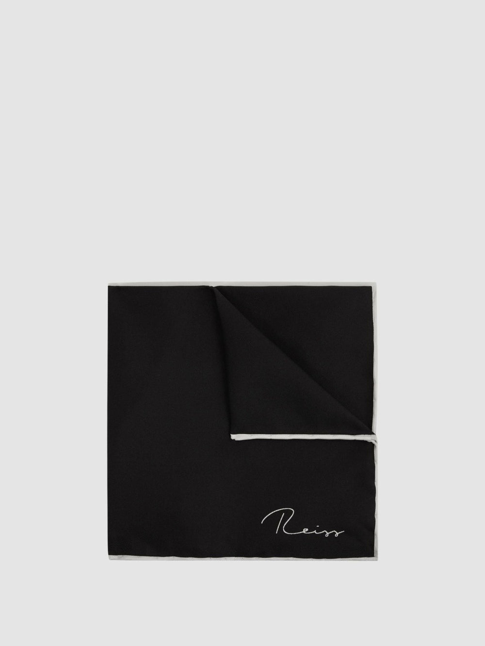 Plain Silk Pocket Square in Black | Reiss USA