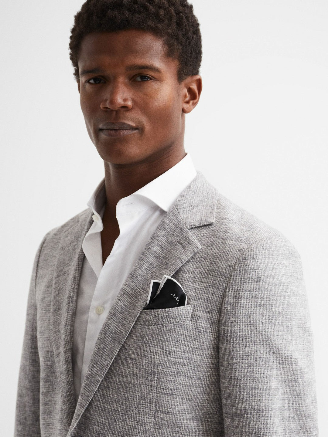Plain Silk Pocket Square in Black | Reiss USA