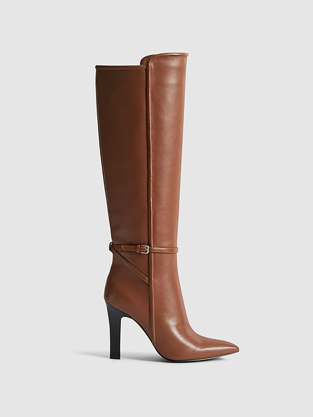 Leather Knee High Boots in Tan | Reiss US