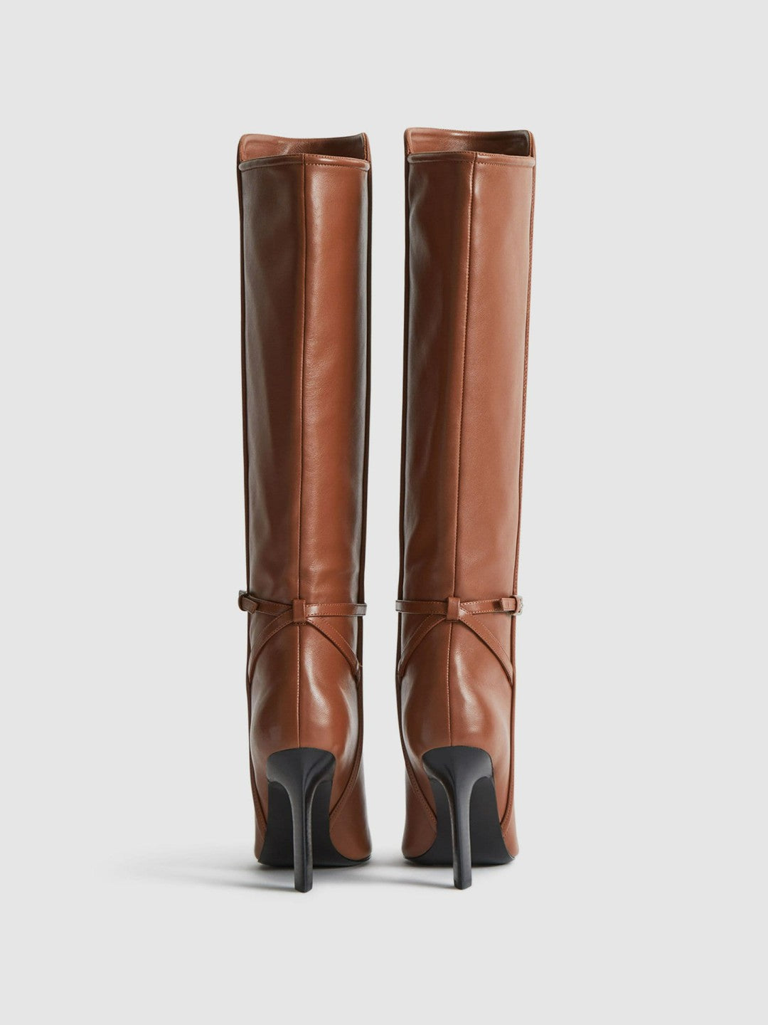Leather Knee High Boots in Tan | Reiss US