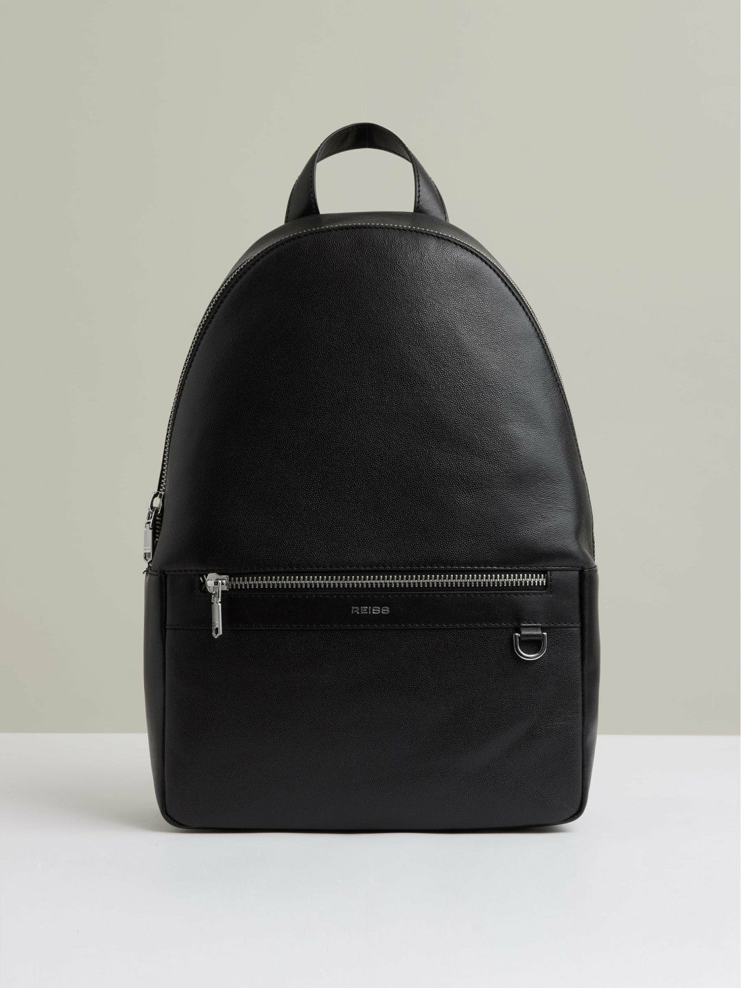 Micro-Grain Leather Backpack in Black | Reiss Sale