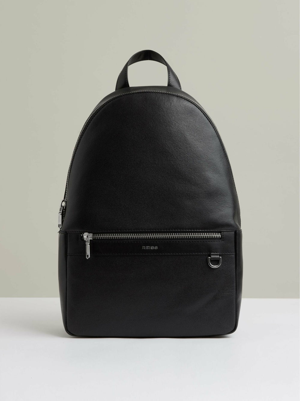 Micro-Grain Leather Backpack in Black | Reiss Sale