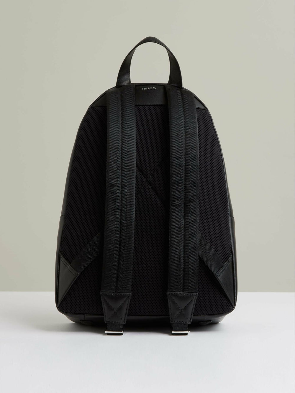 Micro-Grain Leather Backpack in Black | Reiss Sale