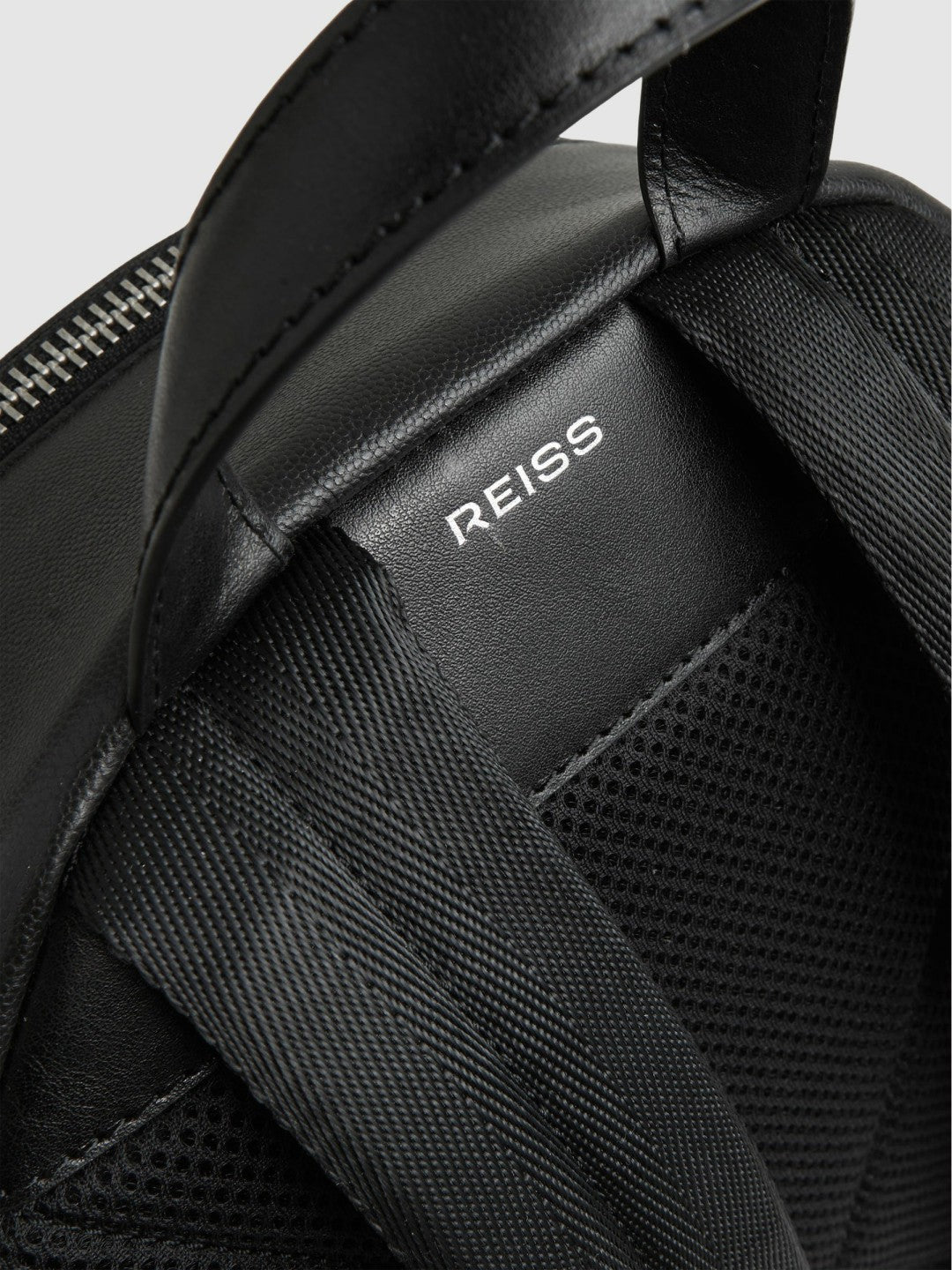Micro-Grain Leather Backpack in Black | Reiss Sale