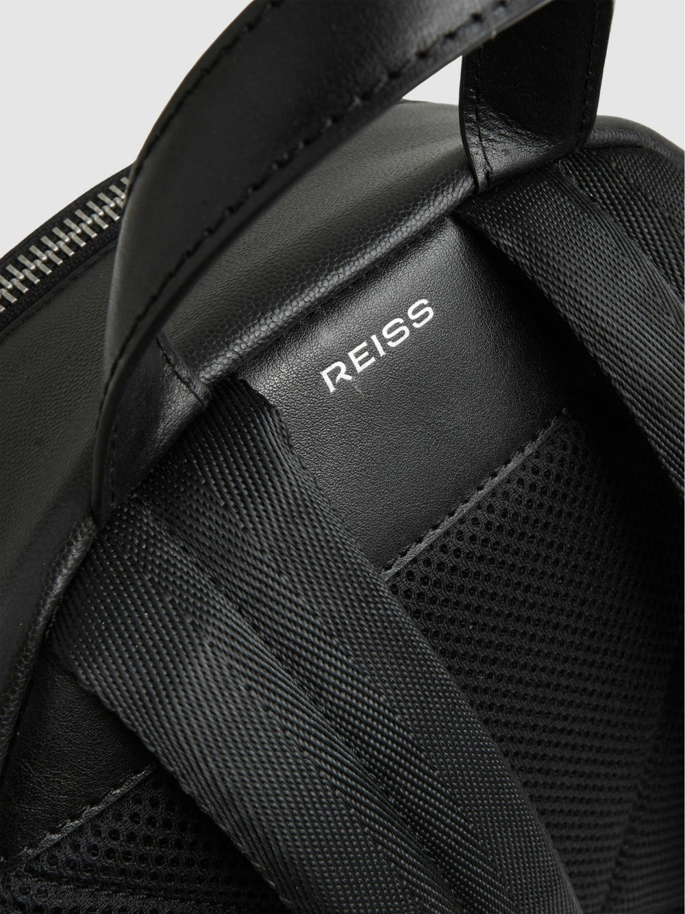 Micro-Grain Leather Backpack in Black | Reiss Sale