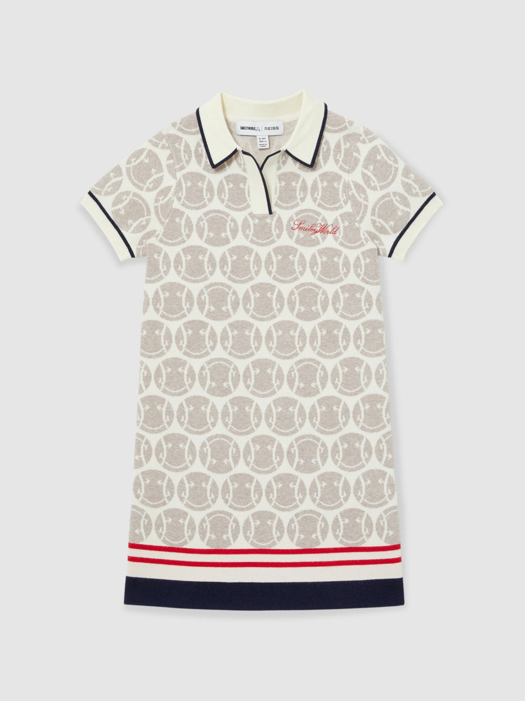 4-9 yrs SmileyWorld Knitted Polo Dress in Off White | Reiss Discount