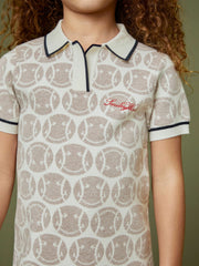 4-9 yrs SmileyWorld Knitted Polo Dress in Off White | Reiss Discount