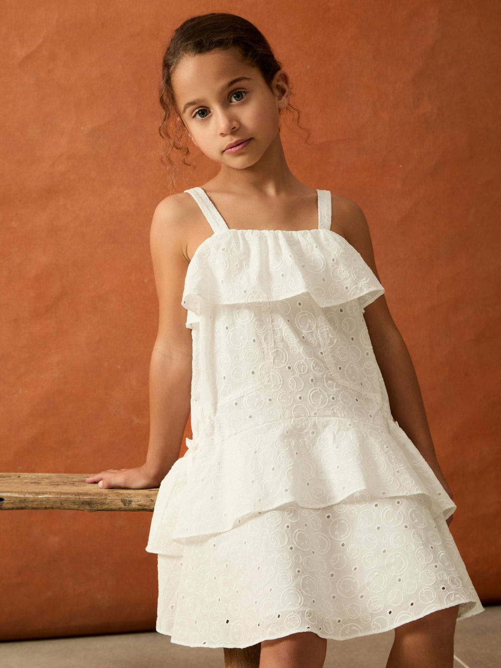 9-13 yrs SmileyWorld Broderie Logo Dress in Ivory | Reiss For Sale